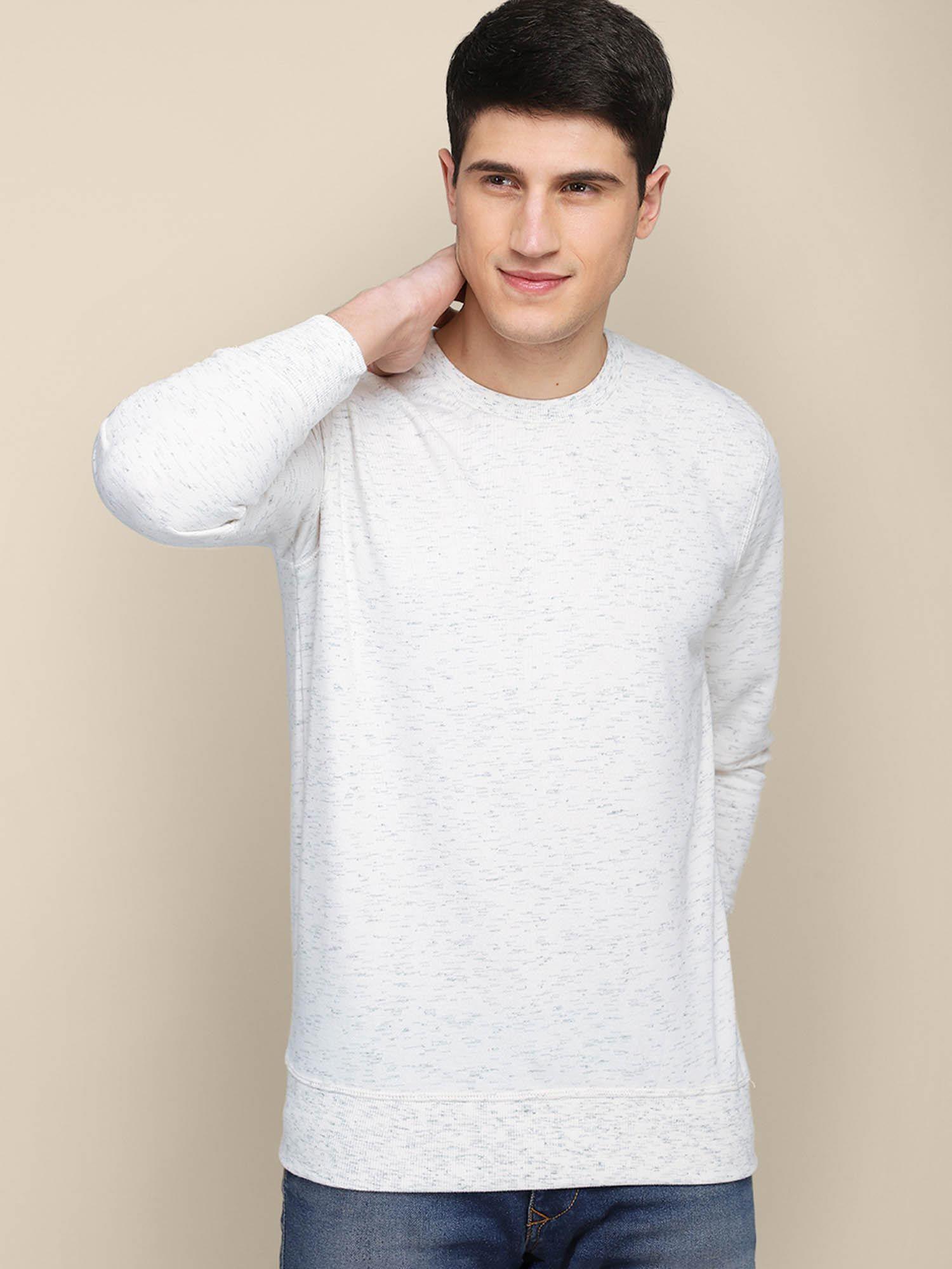 men white coloured textured pullover sweatshirt