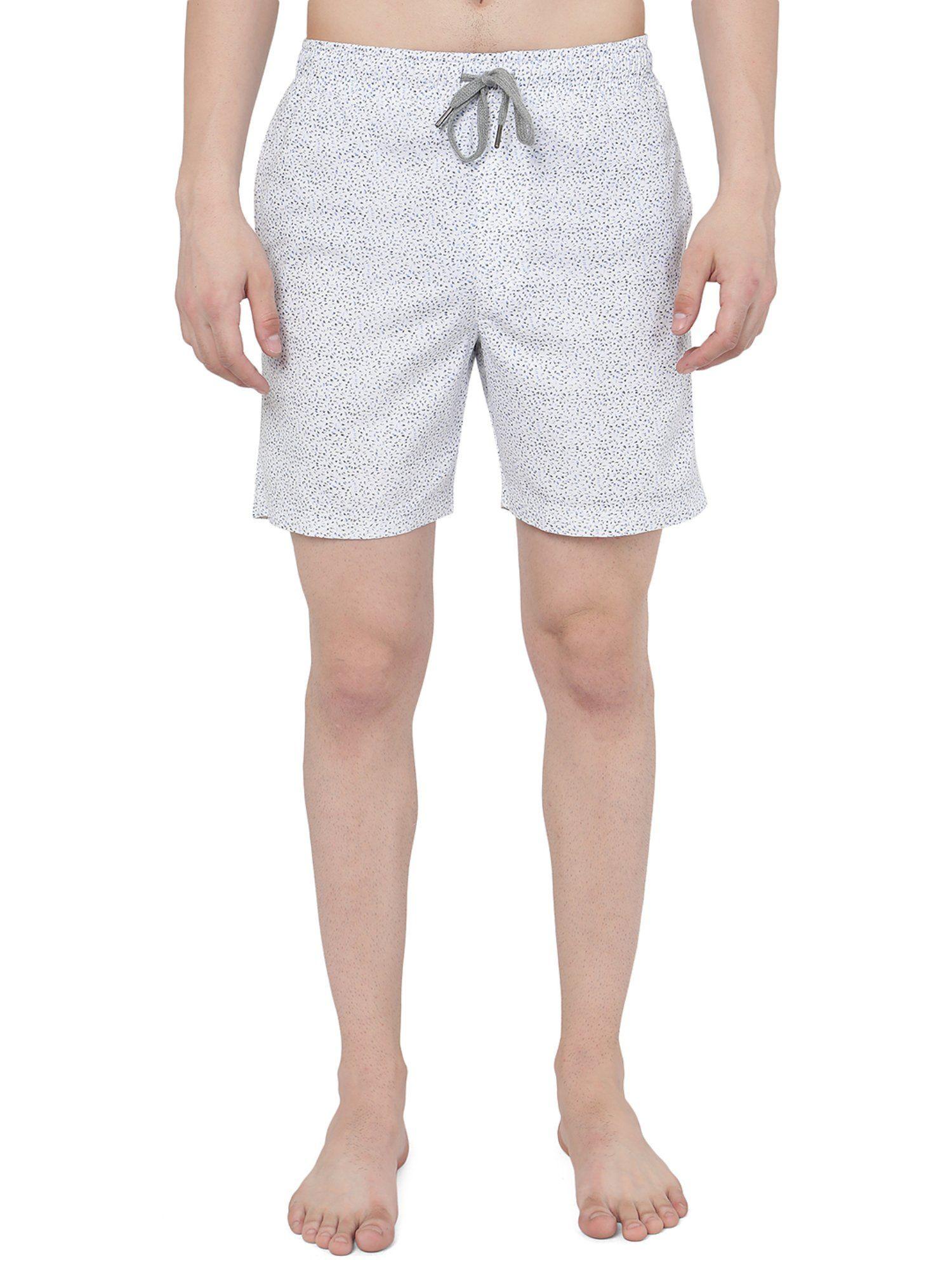 men white cotton blend slim fit printed boxer shorts
