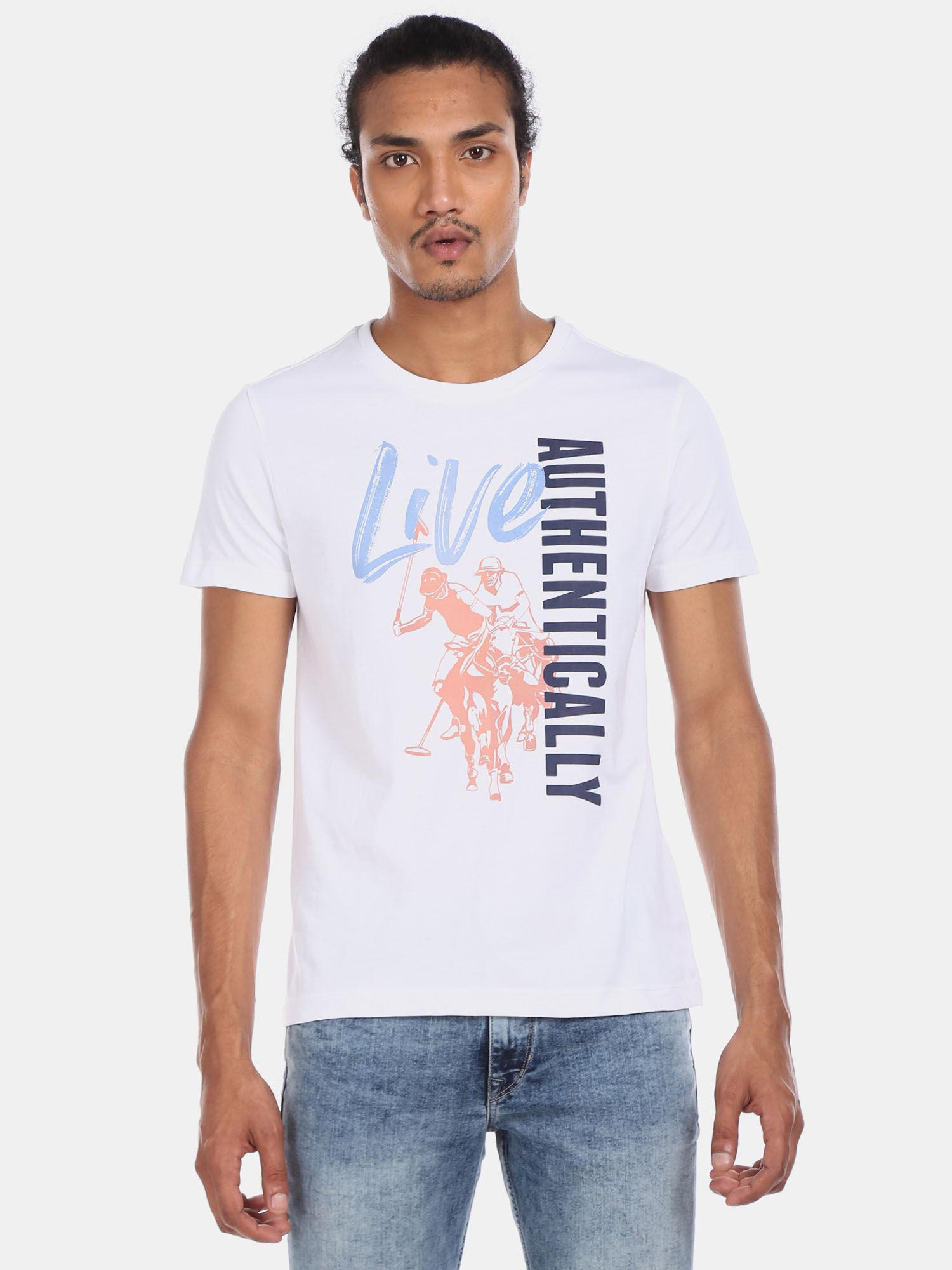 men white cotton graphic print t-shirt