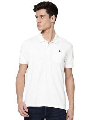 men white cotton solid polo shirt