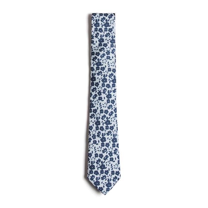 men white ditsy floral printed silk tie