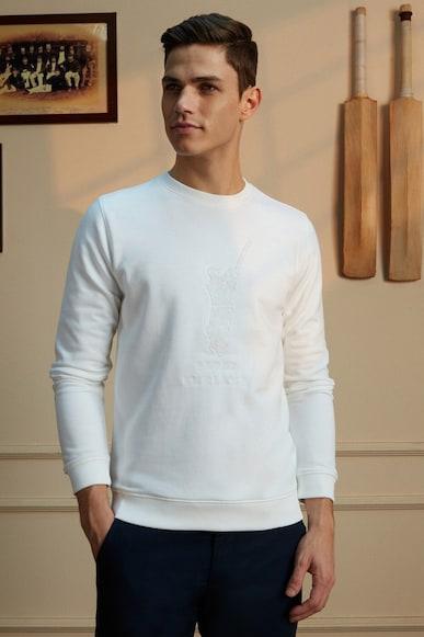 men white embroidered crew neck sweatshirt