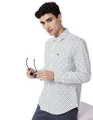 men white geometric print oxford casual shirt