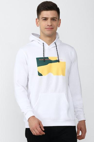 men white graphic print hooded neck sweatshirt