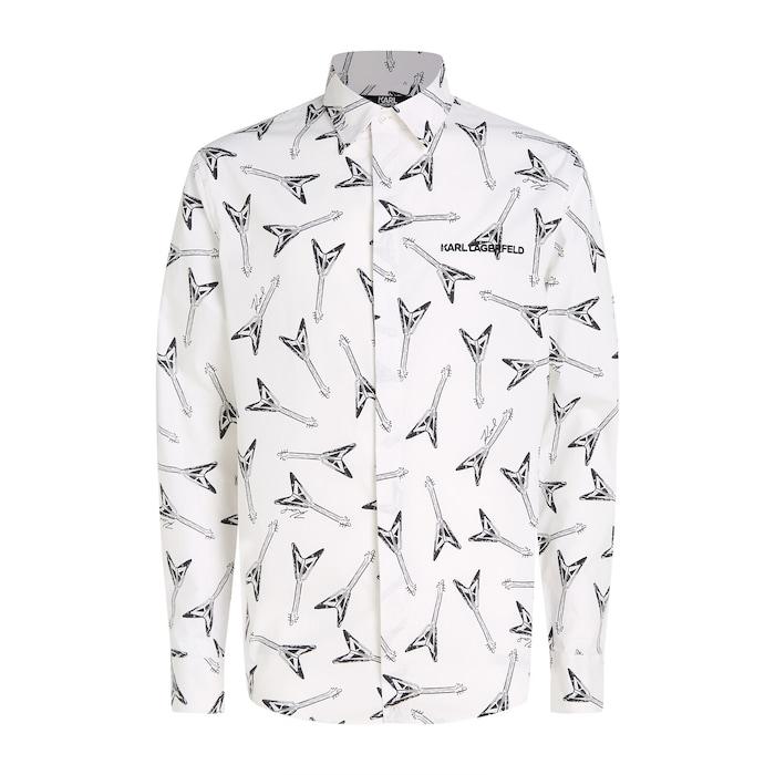 men white guitar-print shirt