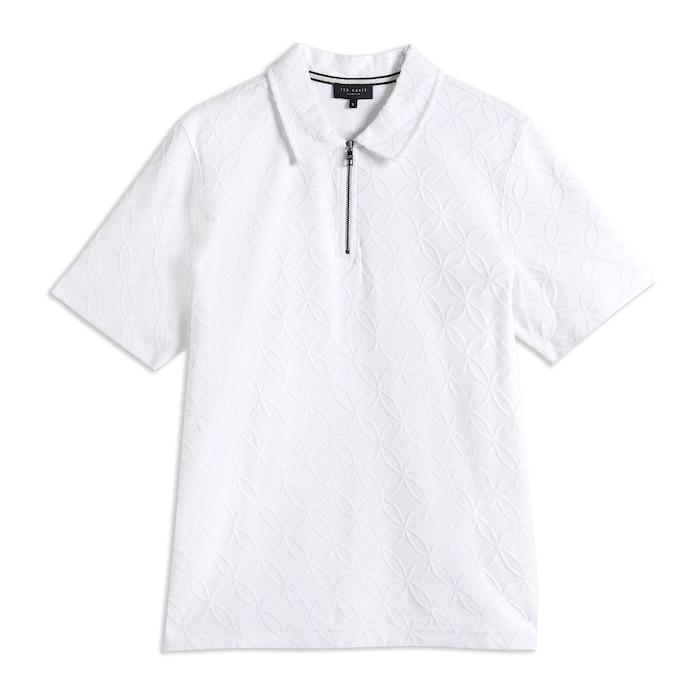 men white jacquard half-zip polo