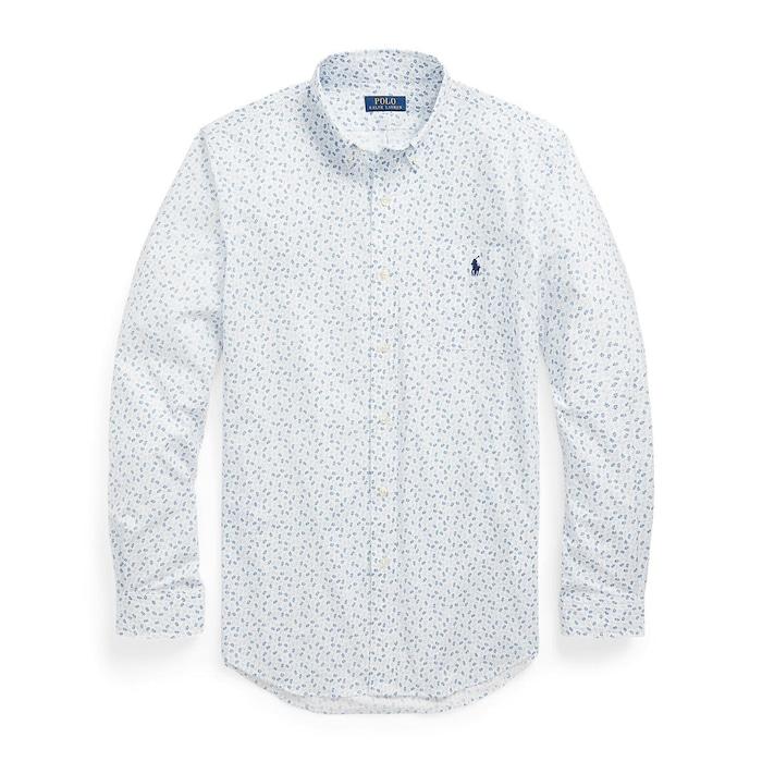 men white micro floral print logo shirt