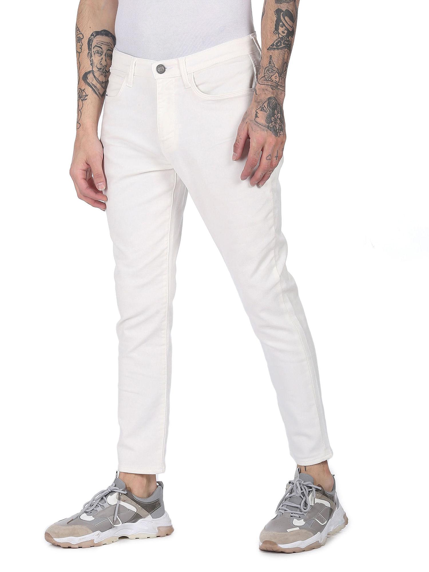 men white mid rise carson cropped slim fit jeans