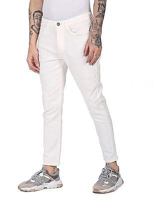 men white mid rise carson cropped slim fit jeans