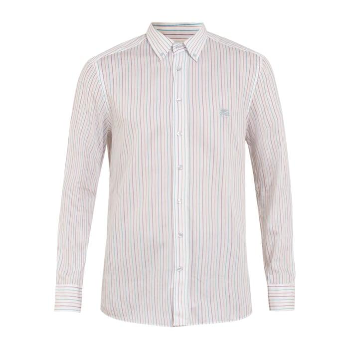 men white multicoloured striped logo shirt