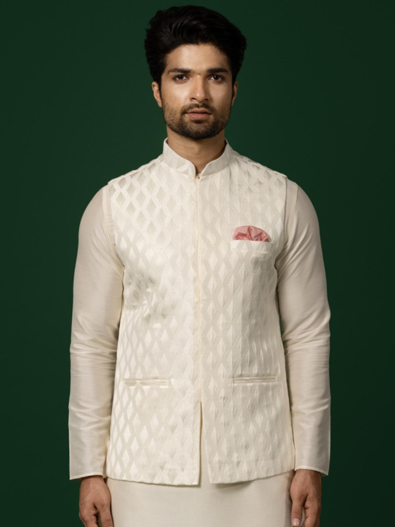 men white nehru jacket