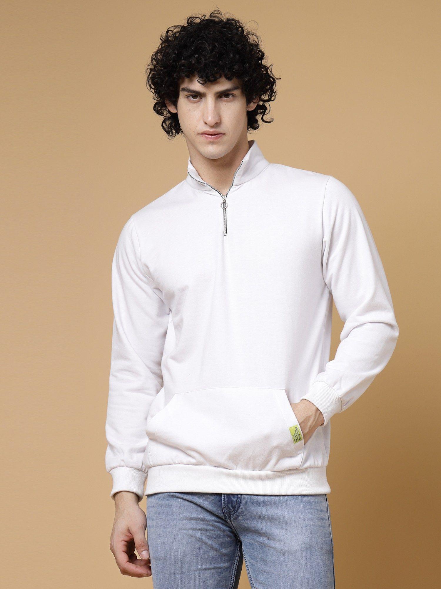 men white oversized graphic fleece sweatshirt