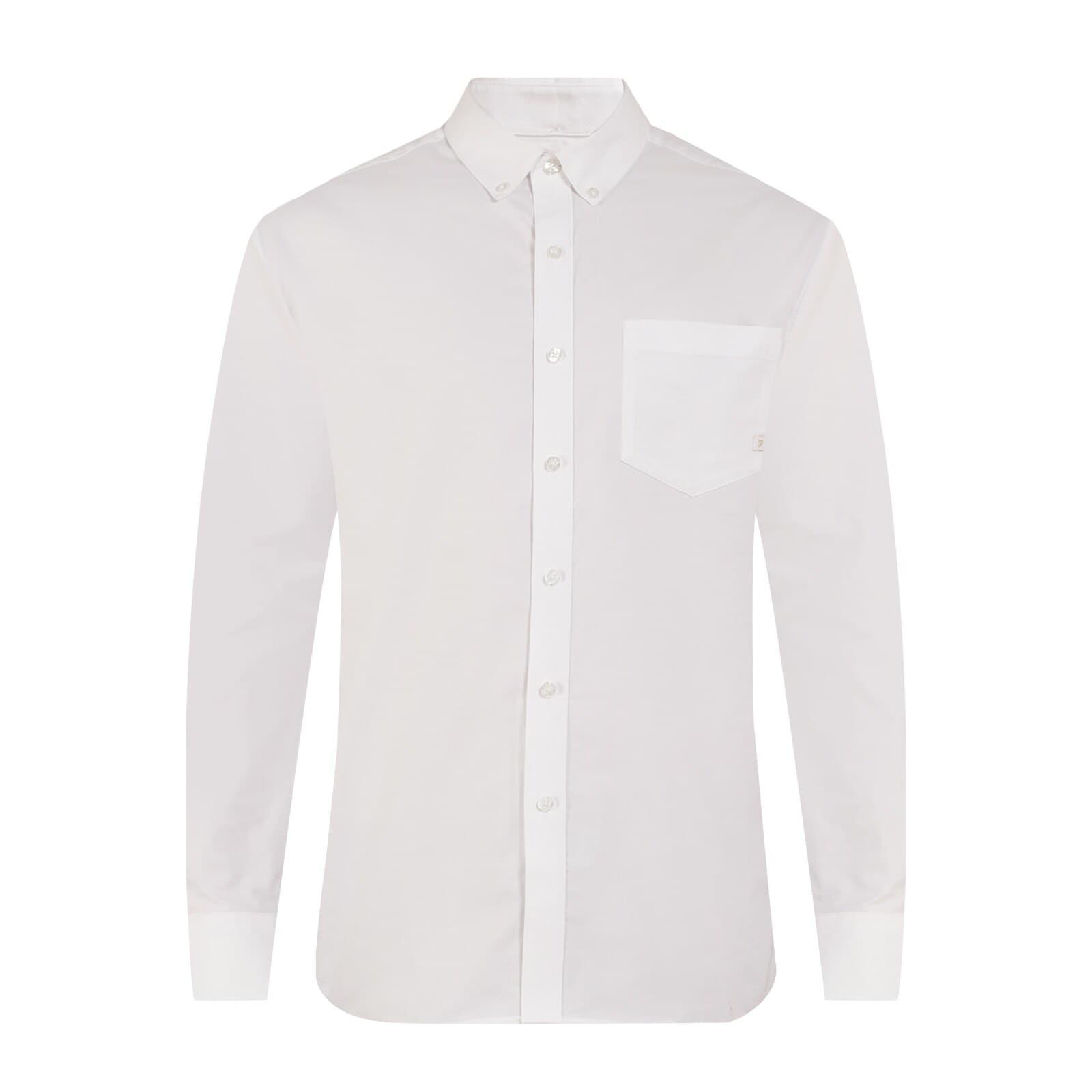 men white plain chest pocket shirt