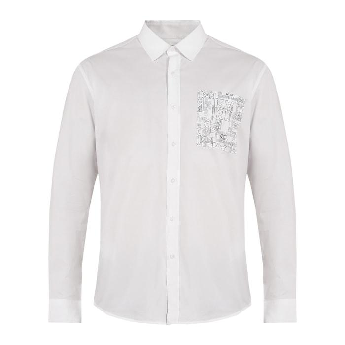 men white pocket block karl print shirt
