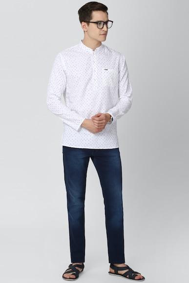 men white print casual kurta