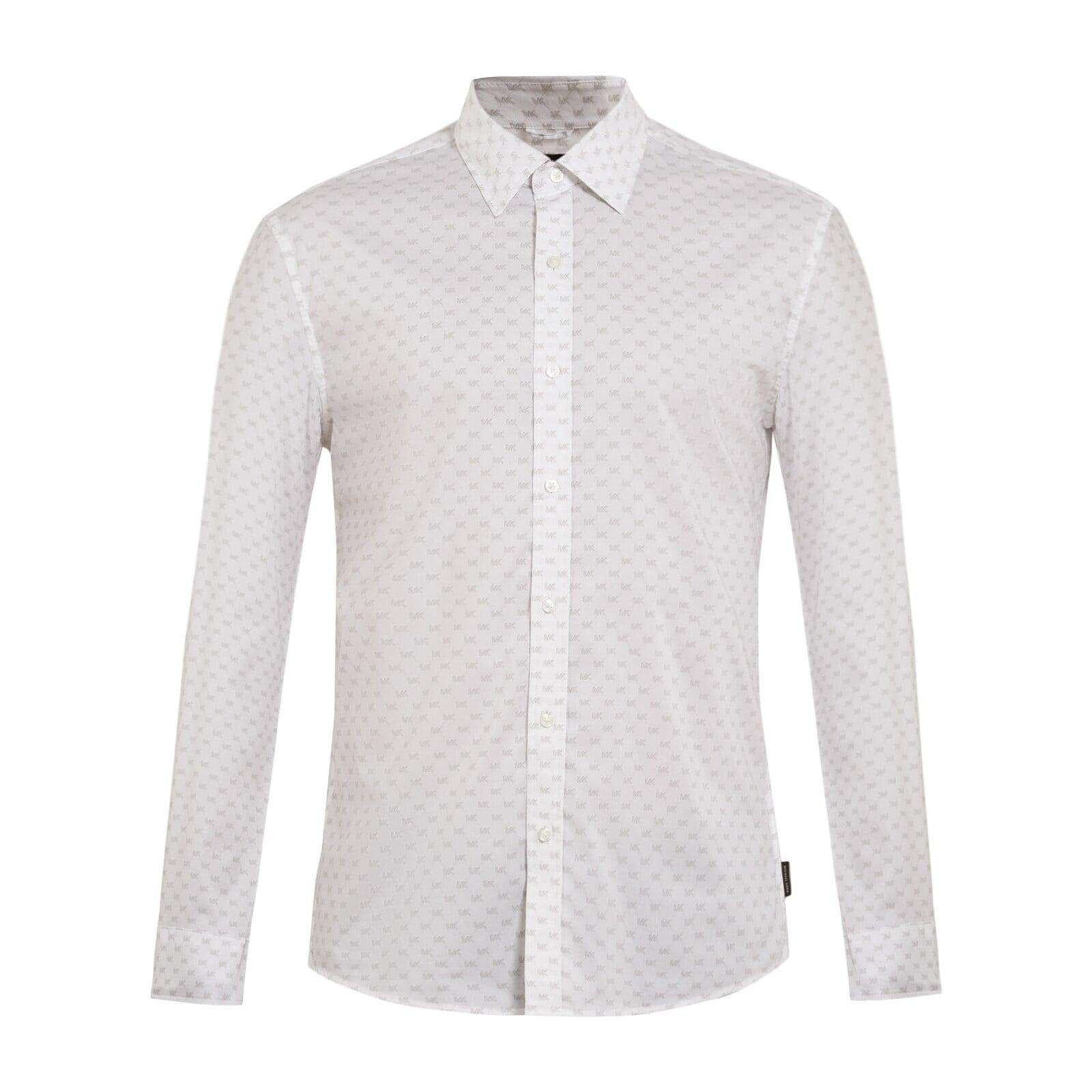 men white quilted mk logo print shirt