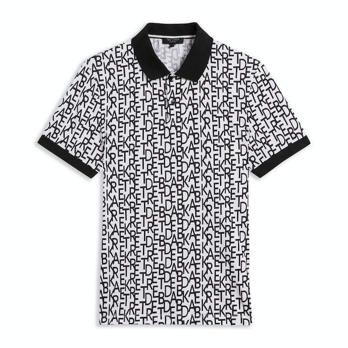 men white short sleeve regular fit branded print polo