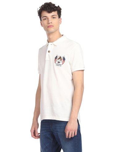 men white short sleeve solid polo t-shirt