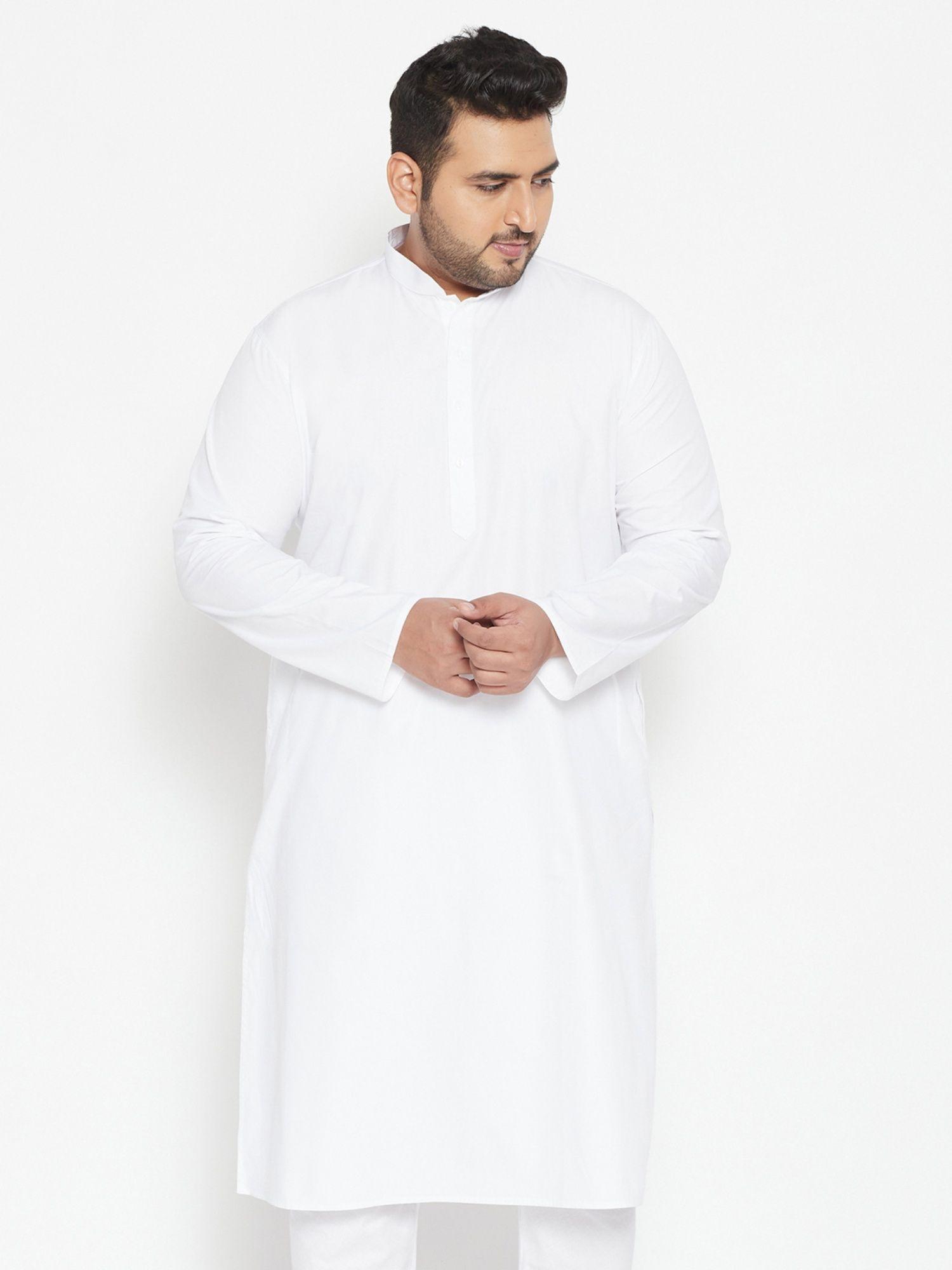 men white silk blend kurta