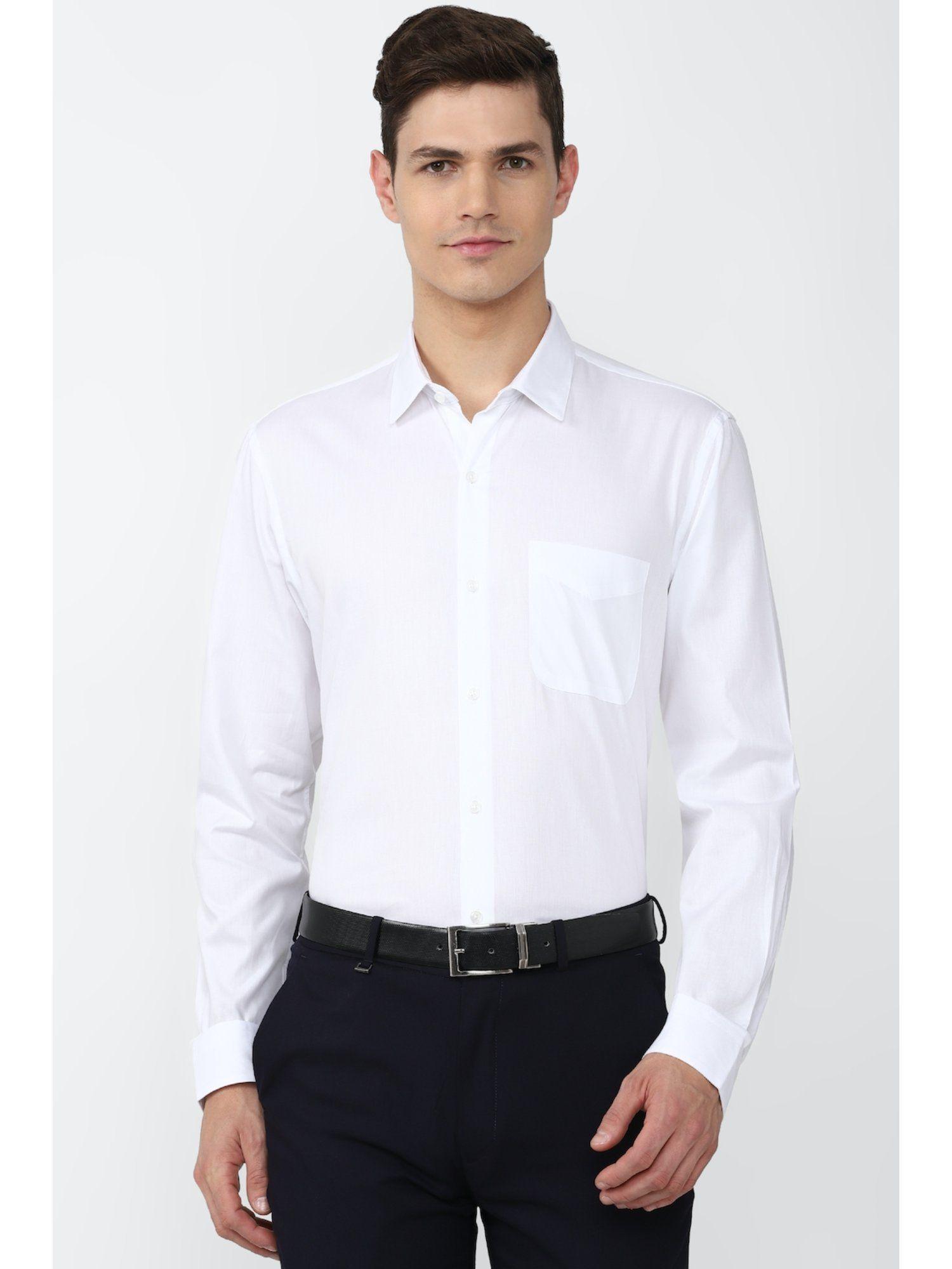 men white slim fit formal shirt