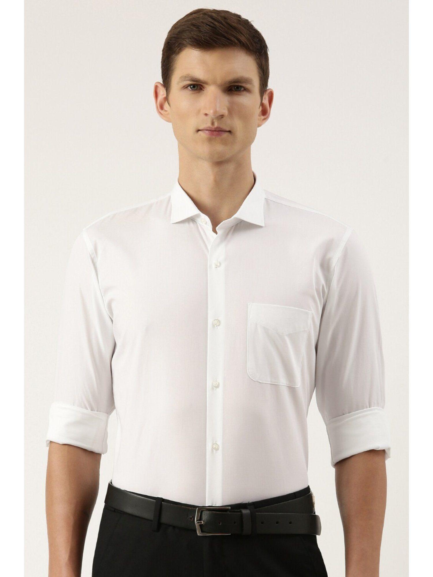 men white slim fit formal shirt