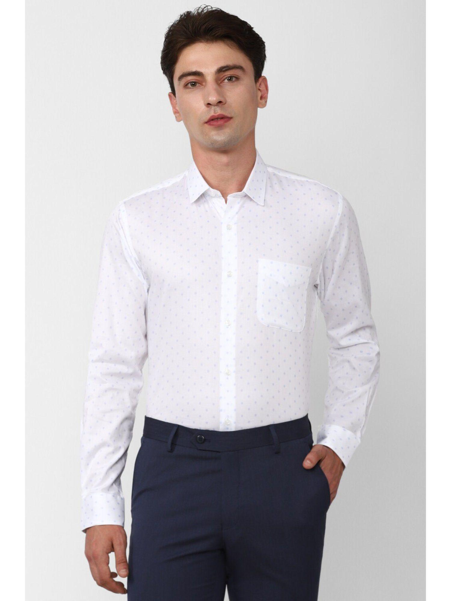 men white slim fit formal shirt