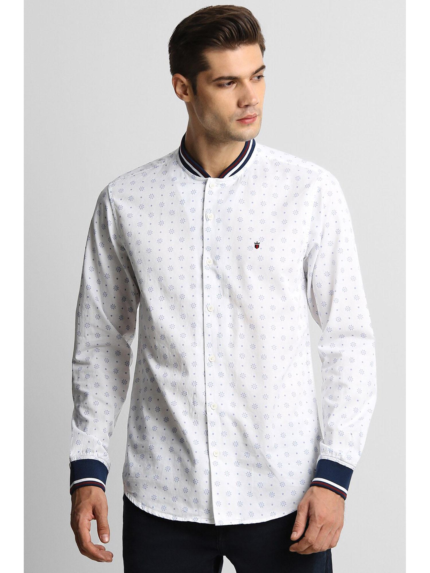 men white slim fit print full sleeves casual shirt