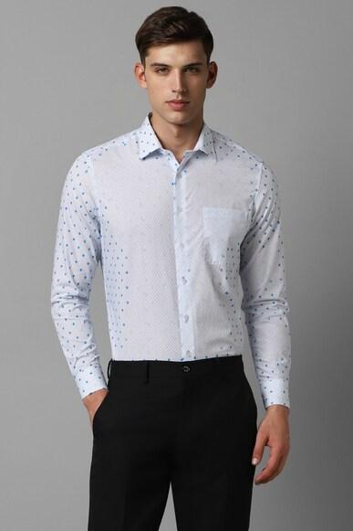 men white slim fit print full sleeves formal shirt