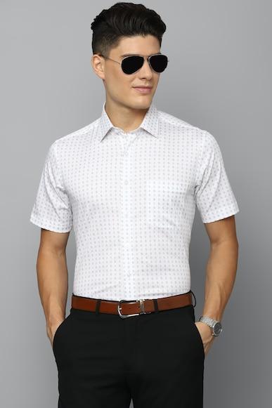 men white slim fit print half sleeves formal shirt