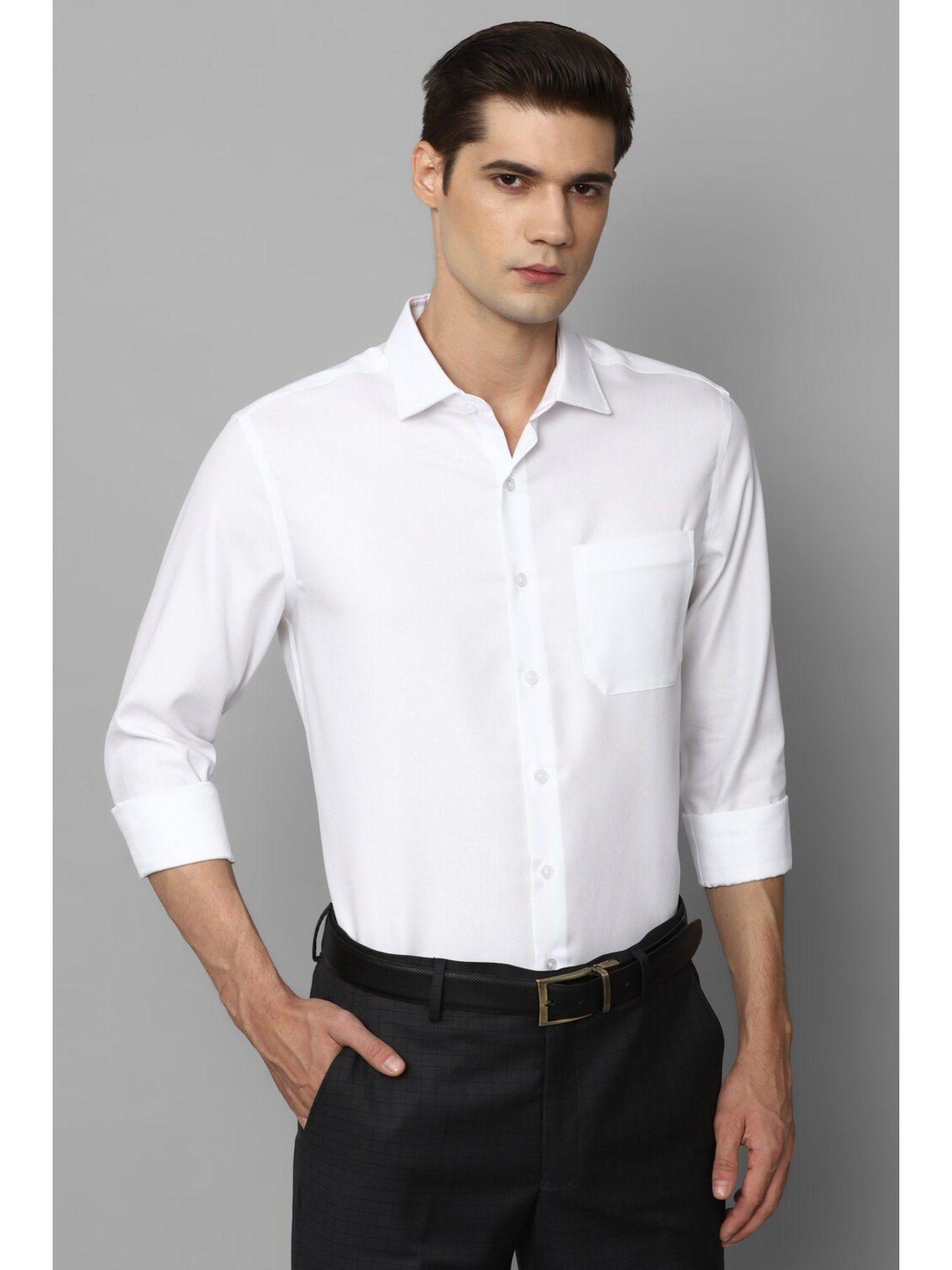 men white slim fit solid full sleeves formal shirt