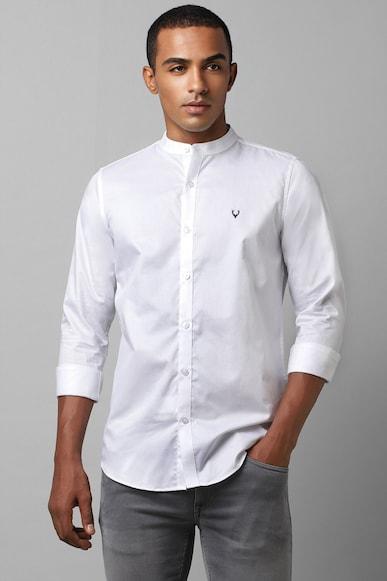 men white slim fit textured full sleeves casual shirts