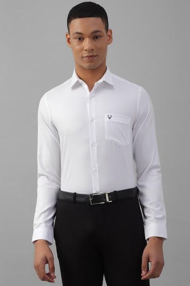 men white slim fit textured full sleeves formal shirts