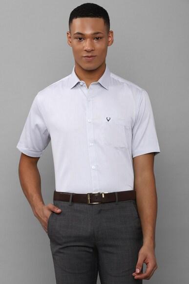 men white slim fit textured half sleeves formal shirts