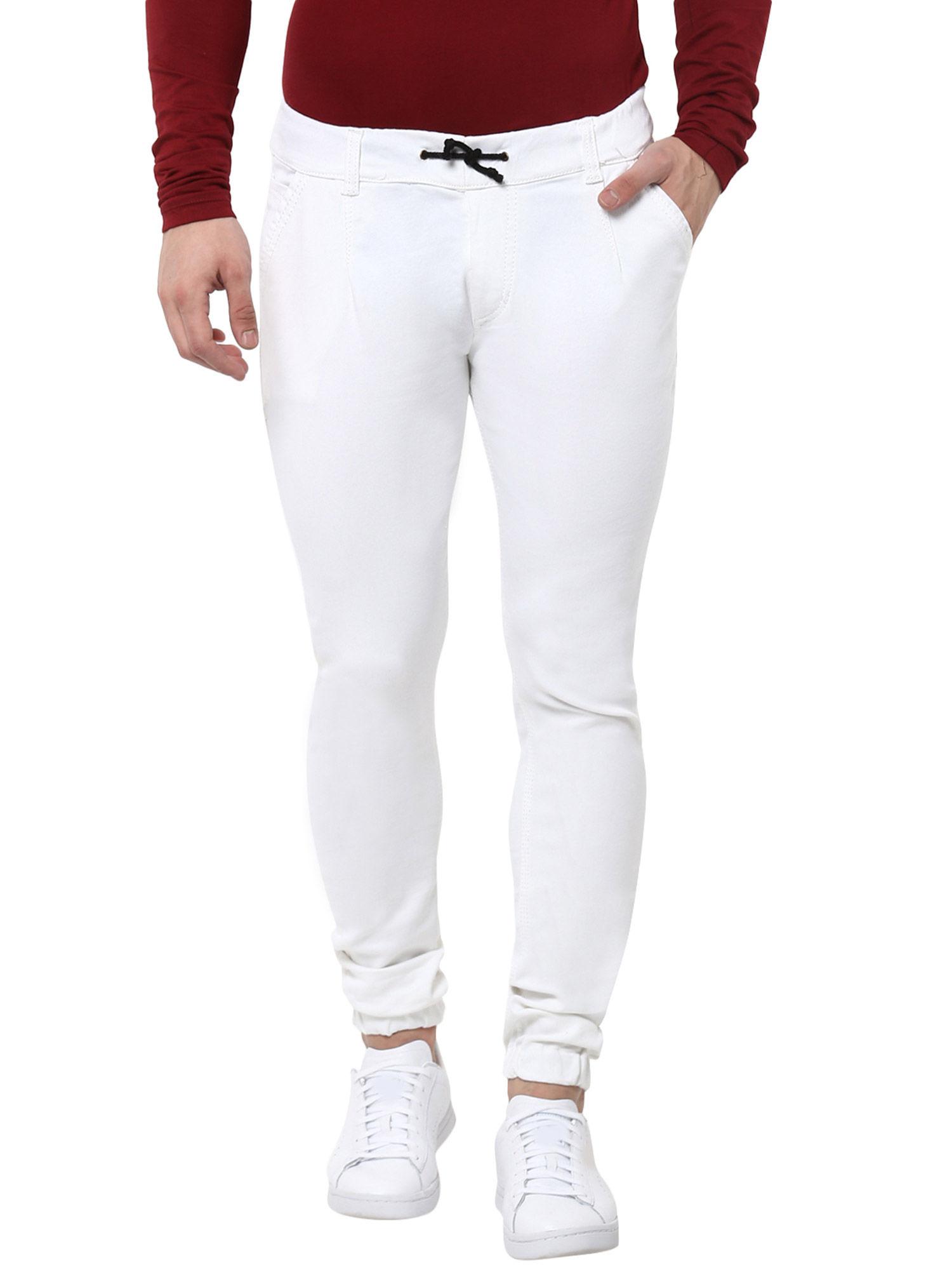 men white slim fit washed jogger jeans stretchable