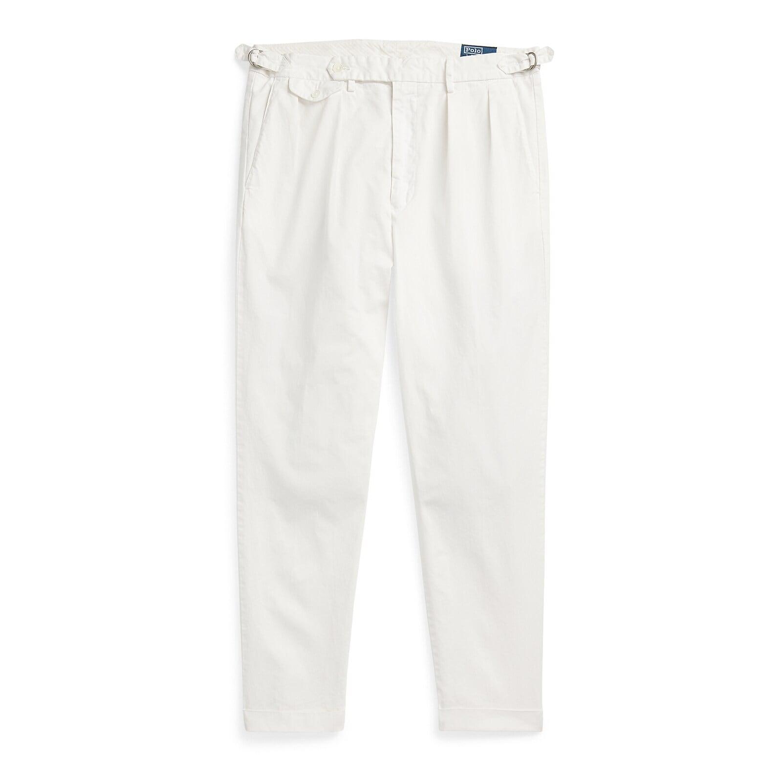 men white slim tapered fit pleated twill pant