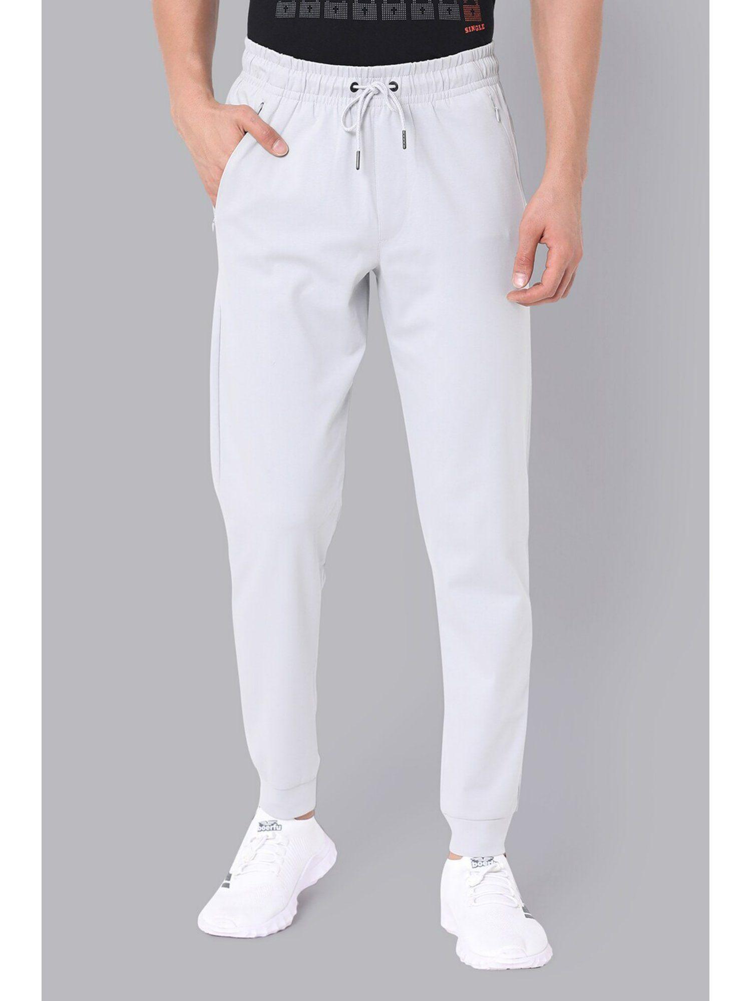 men white solid casual jogger pants