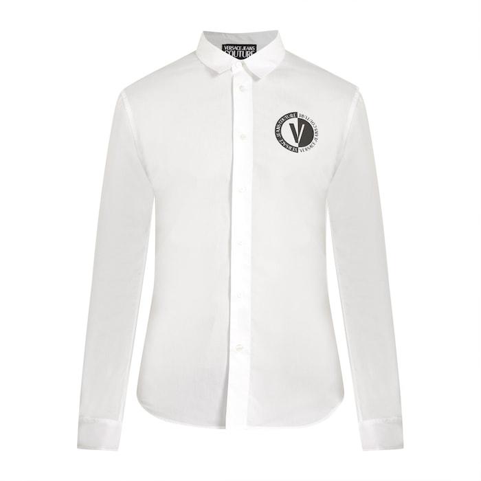 men white solid chest v-emblem shirt