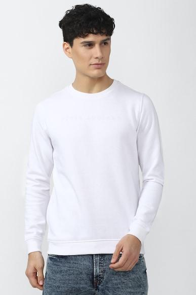 men white solid crew neck sweatshirt