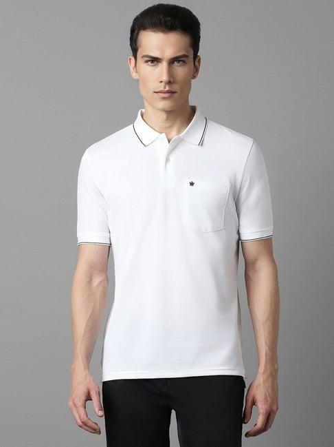 men white solid polo neck t-shirt