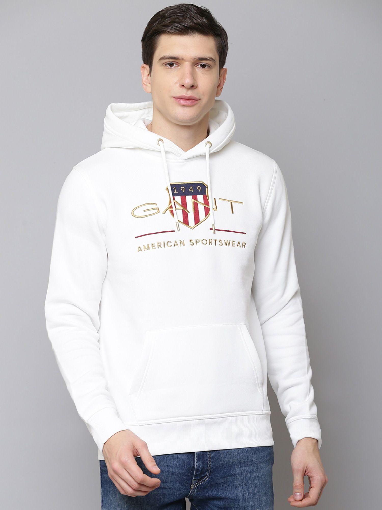 men white solid regular fit sweatshirt