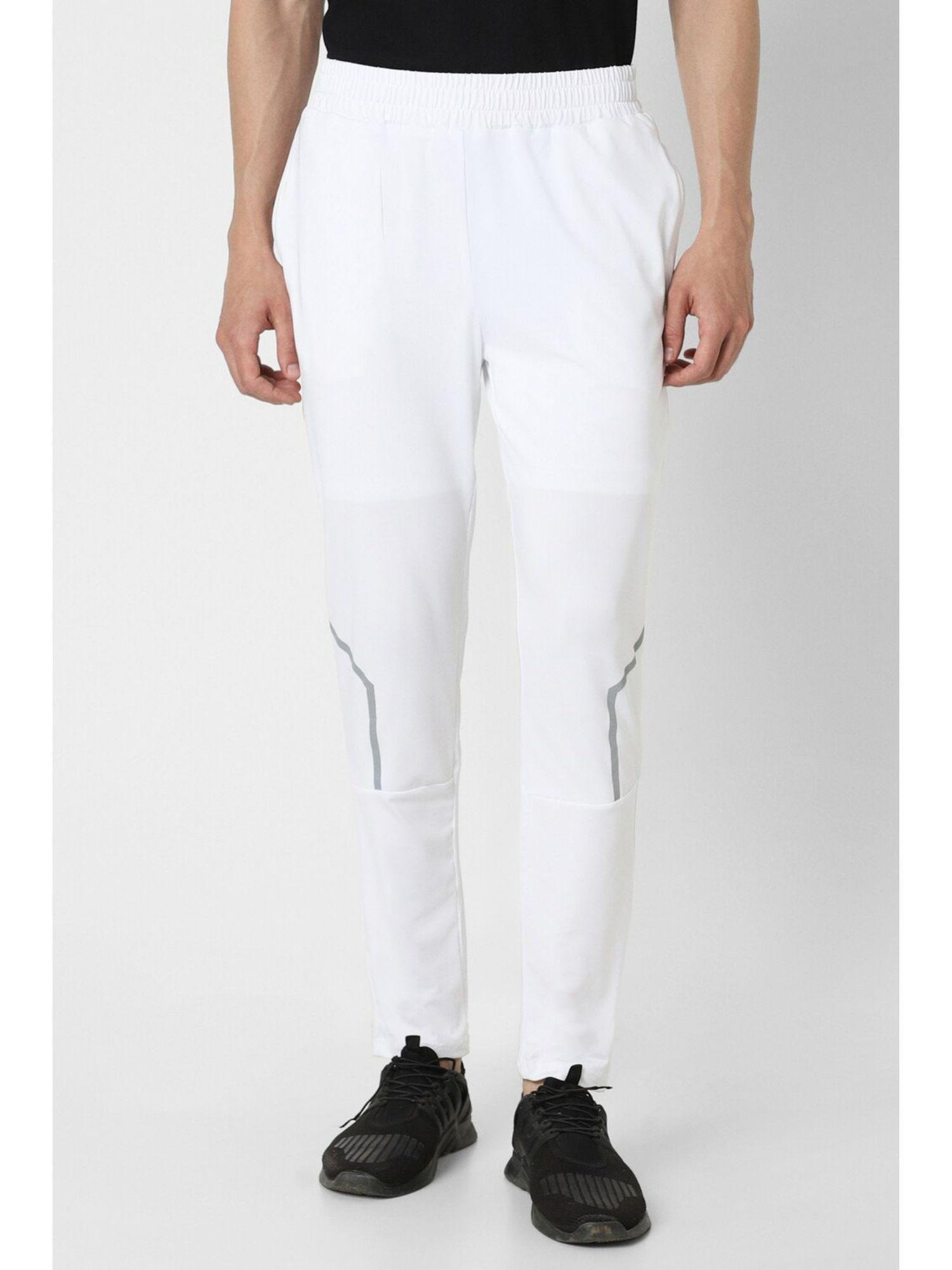 men white solid slim fit casual track pants