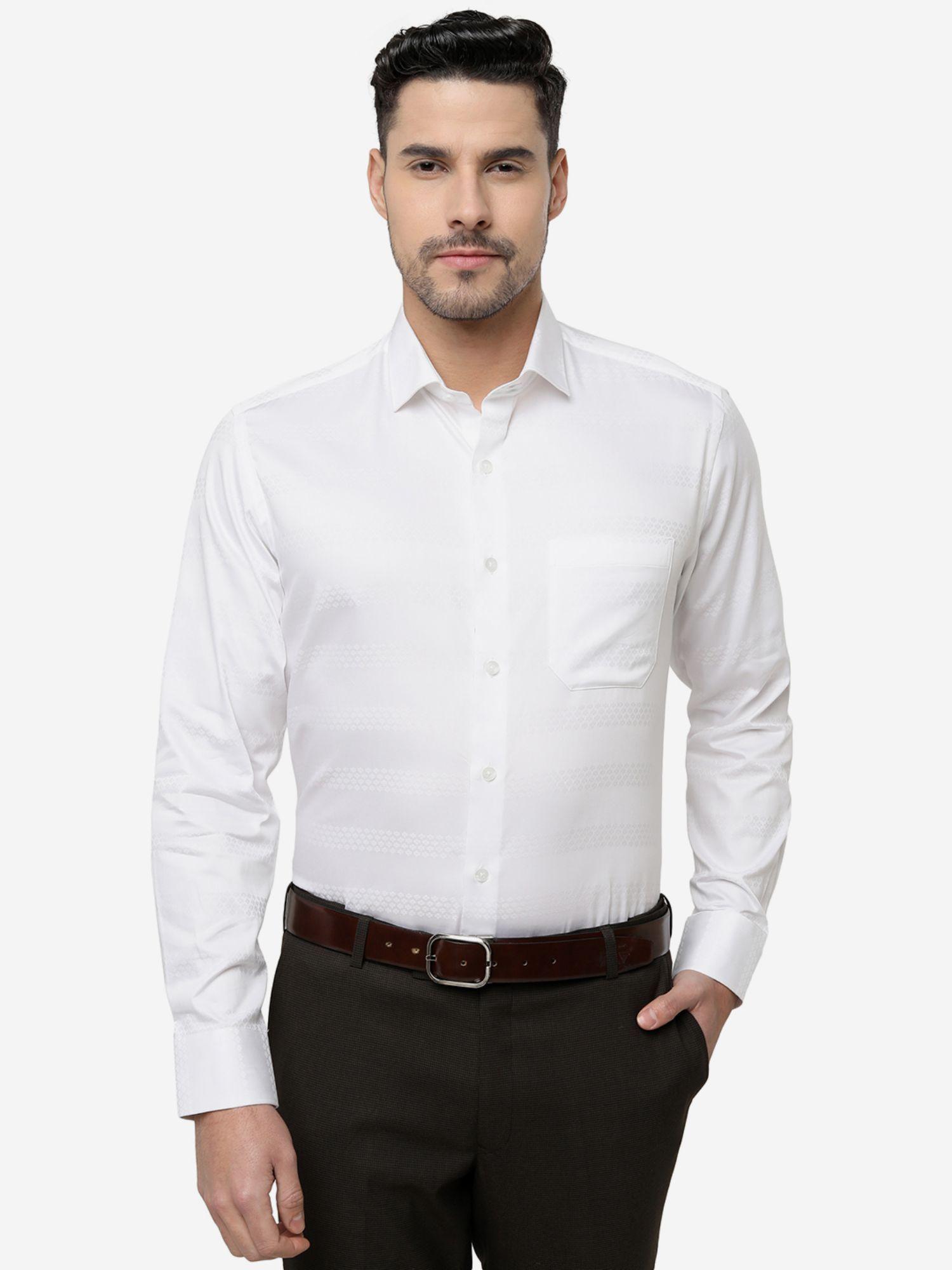 men white solid slim fit formal shirt