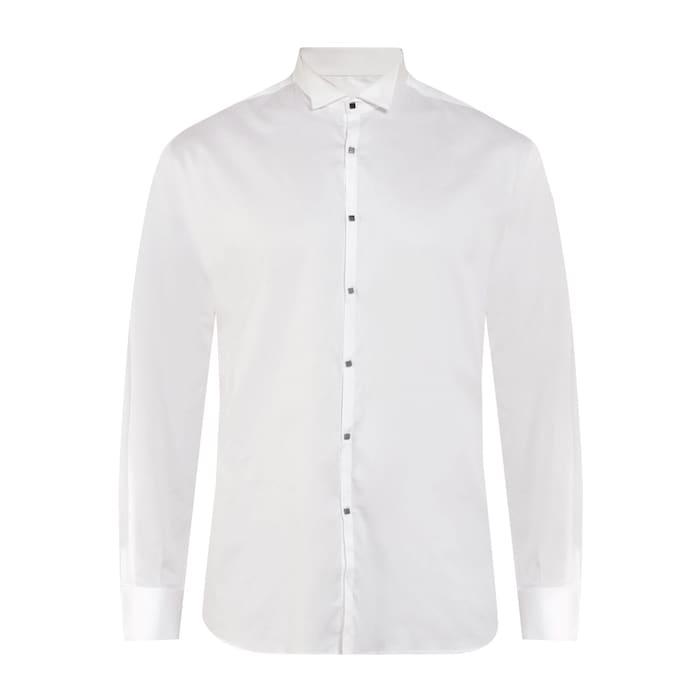 men white solid snap-button shirt