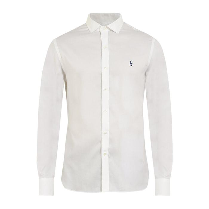 men white solid-textured logo shirt