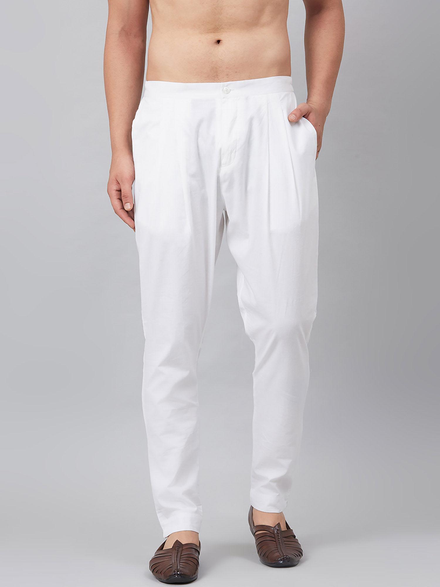 men white solid trouser style pyjamas