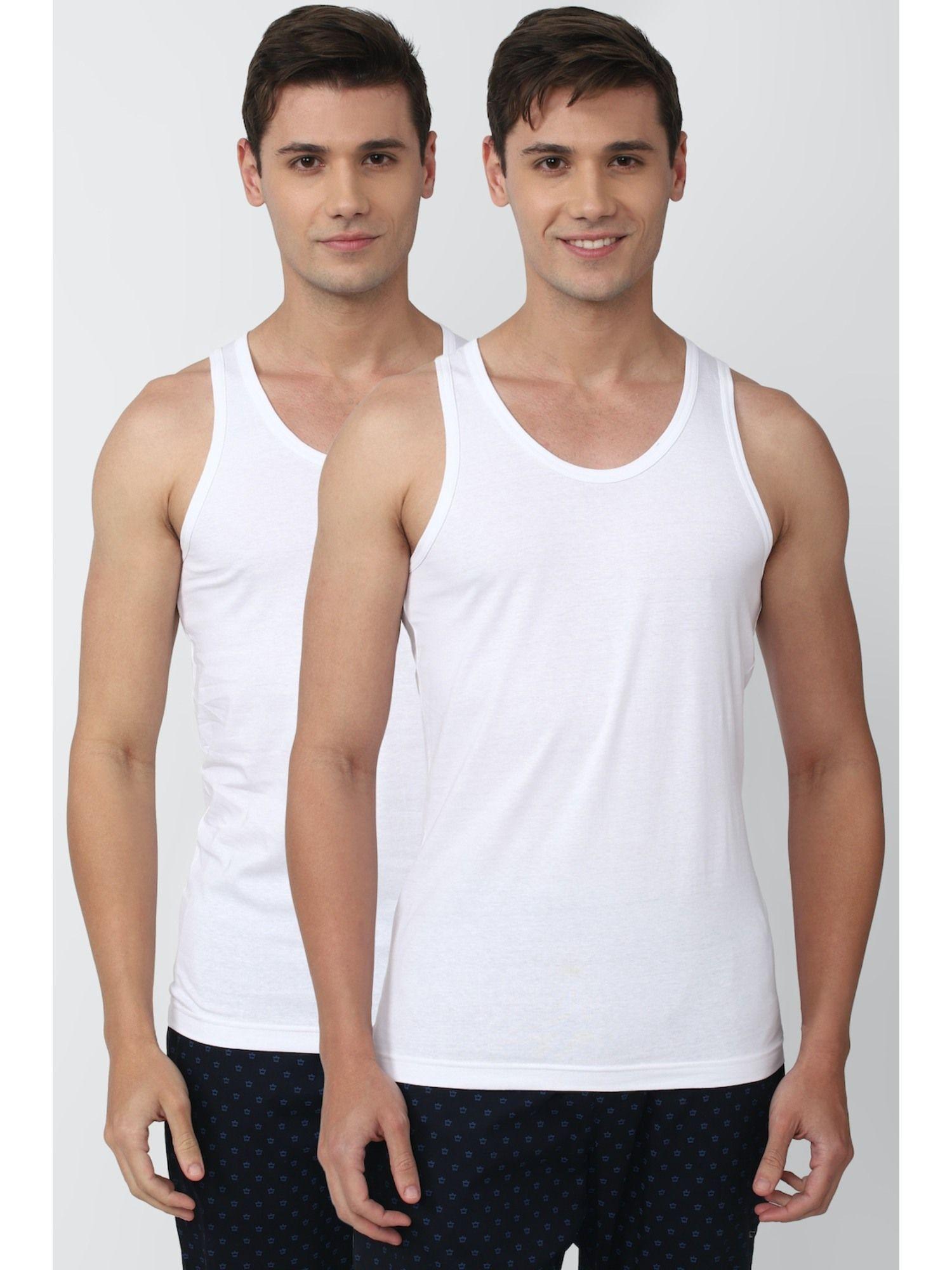 men white solid vest (pack of 2)