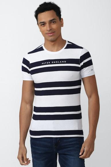 men white stripe crew neck round neck t-shirts