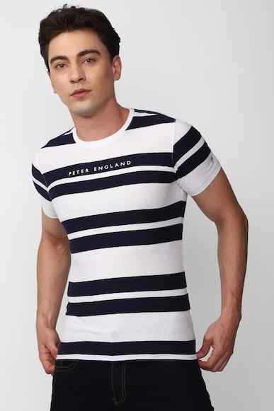 men white stripe crew neck round neck t-shirts