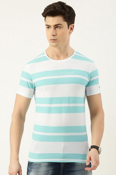 men white stripe crew neck round neck t-shirts