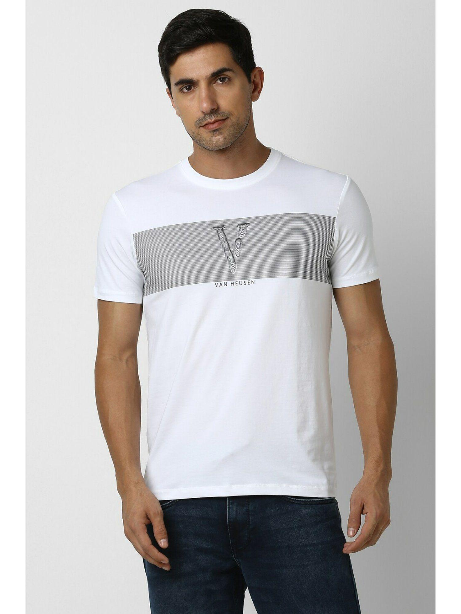men white stripe crew neck t-shirt